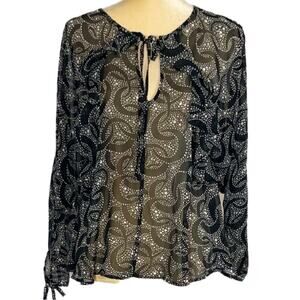 TOPSHOP Women’s Black & White Polka Dot Geo Pattern Blouse Size 6, NWT